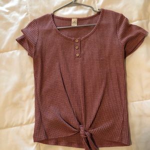 short sleeve pinkish tie top